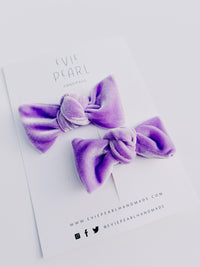Lilac Velvet Knot Bow Pigtails