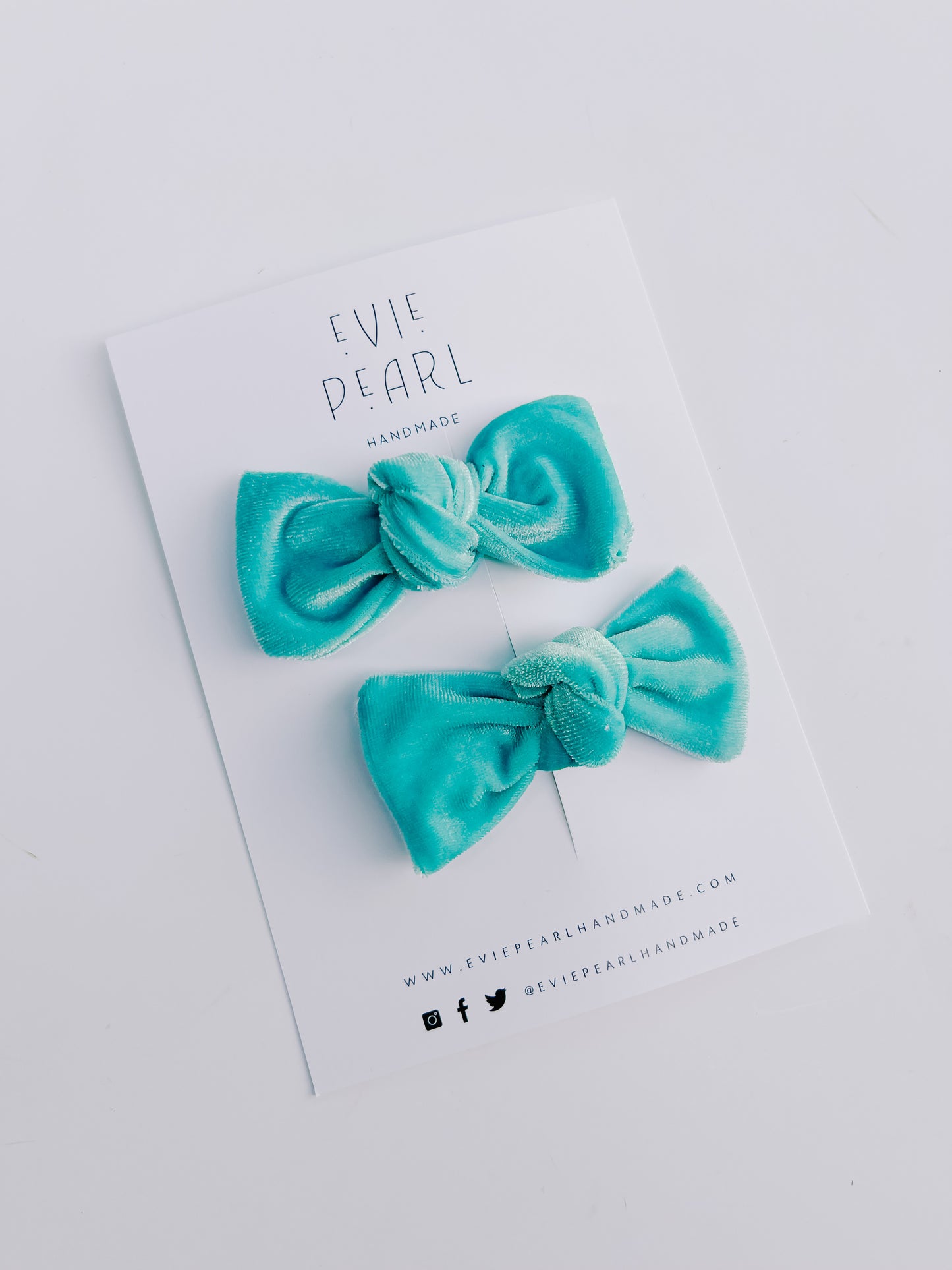 Teal Velvet Knot Bow Pigtails