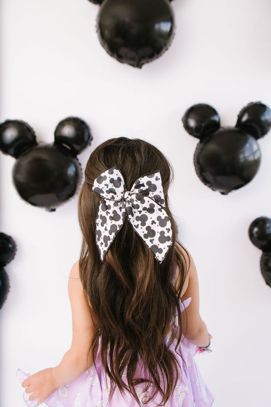 Black White Mouse Head Oversized Bow