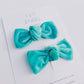 Teal Velvet Knot Bow Pigtails