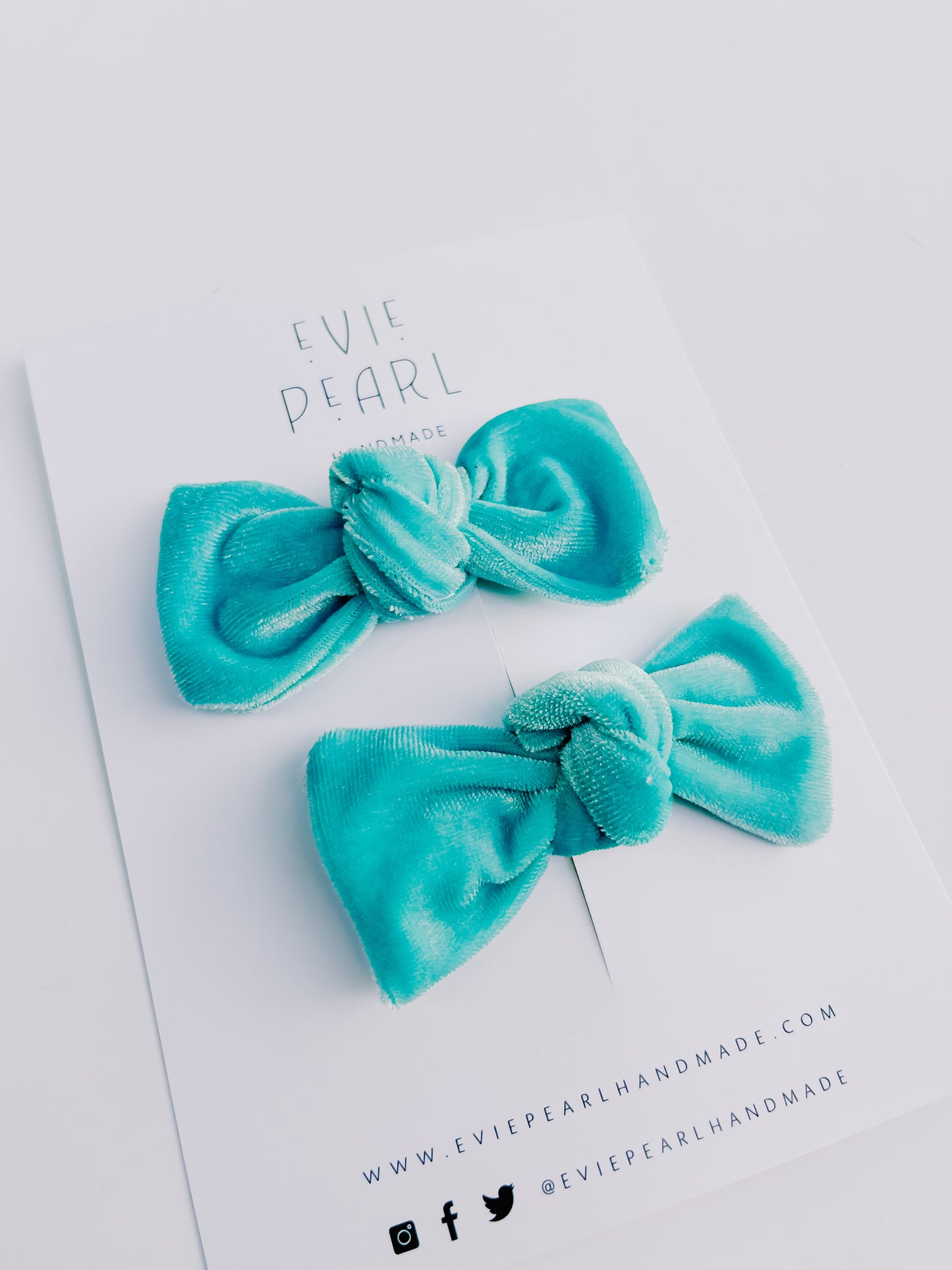 Teal Velvet Knot Bow Pigtails