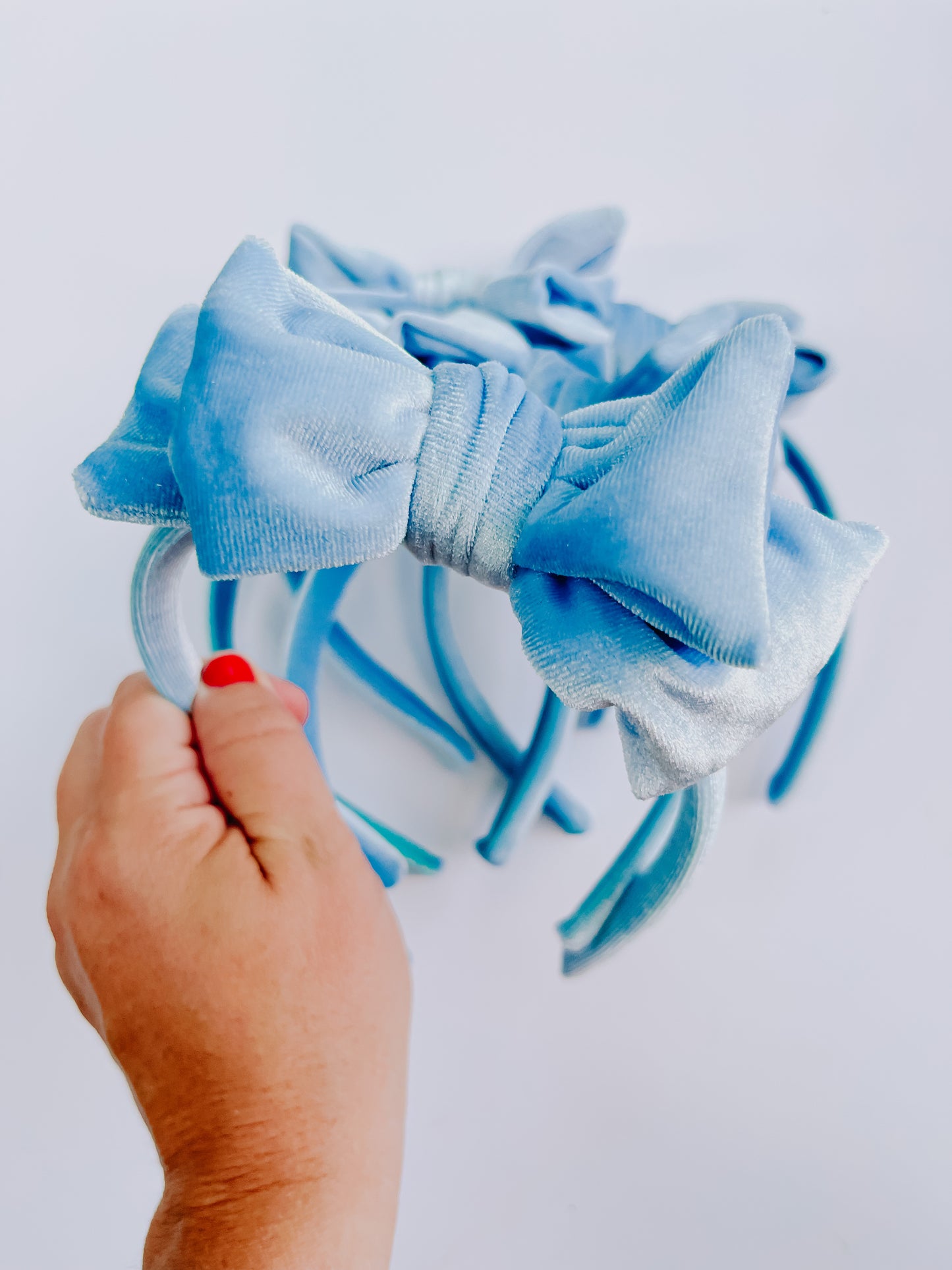 Light Blue Velvet Bow Headband