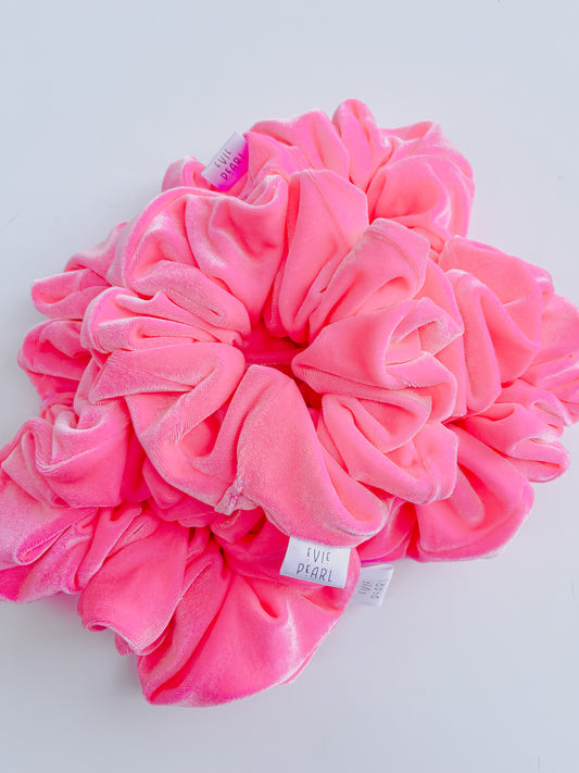 Hot Neon Pink Oversized Velvet Scrunchy