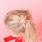 Red Peppermint Candy Cane Pigtail Hair Clips With Tinsel