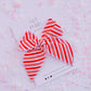 Oversized Red White Stripe Bow