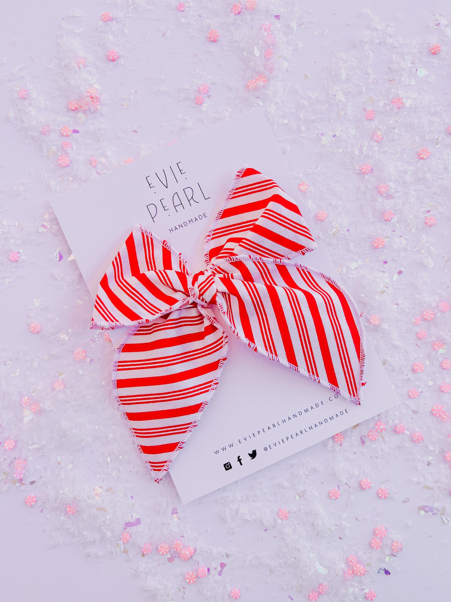 Oversized Red White Stripe Bow
