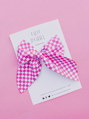 Pink Checkered Bow
