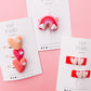 Red Double Heart Pigtail Snap Clip Set