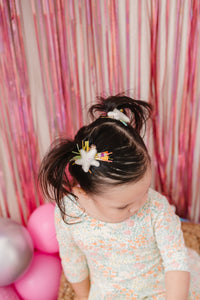 White sequin star tinsel pigtail clip set