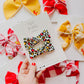 Kansas City Leopard Red Gold Knot Bow Pigtail Set