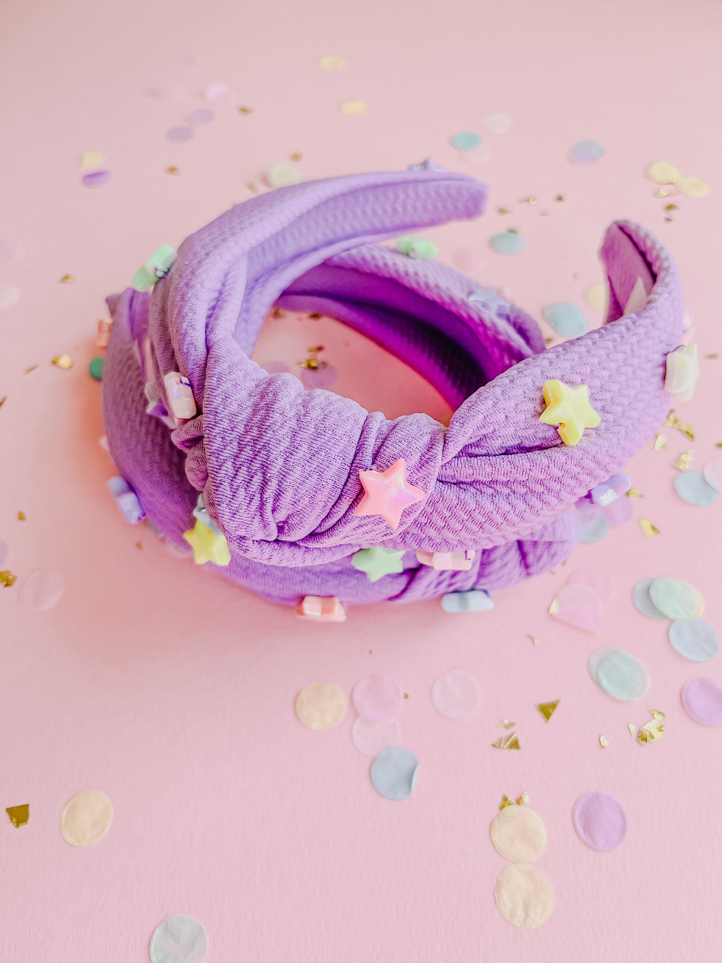 Pastel Star Lilac Knotted Headband for Girls and Women