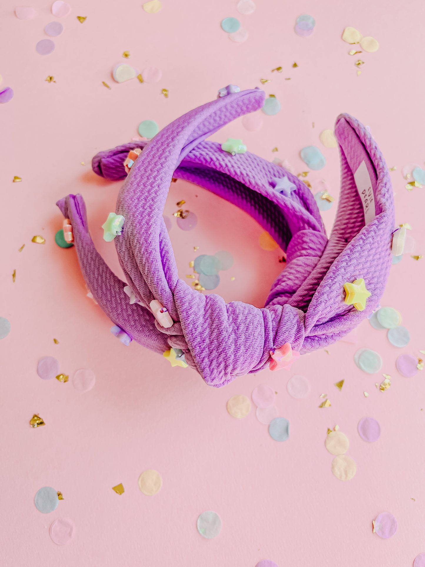 Pastel Star Lilac Knotted Headband for Girls and Women