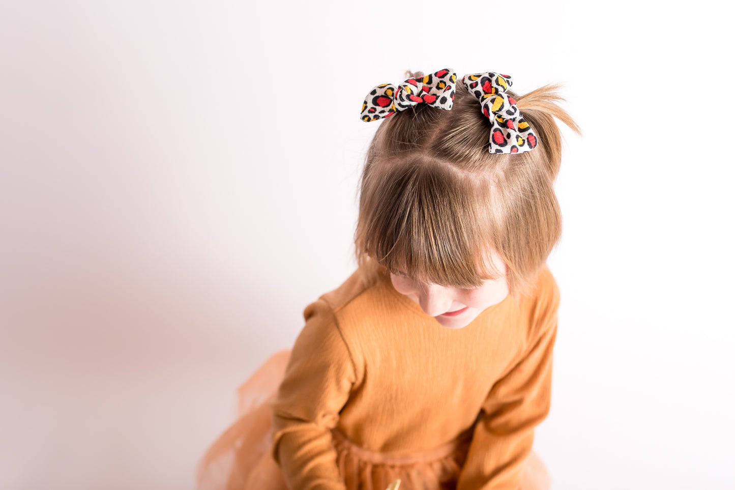 Kansas City Leopard Red Gold Knot Bow Pigtail Set