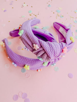 Pastel Star Lilac Knotted Headband for Girls and Women