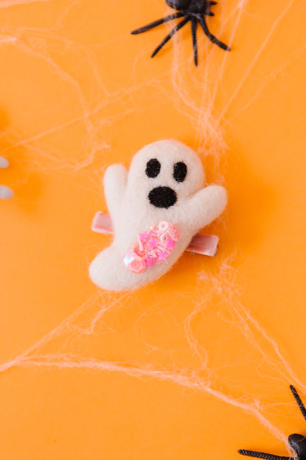 Pink Glitter Sequin Felt Ghost Clip