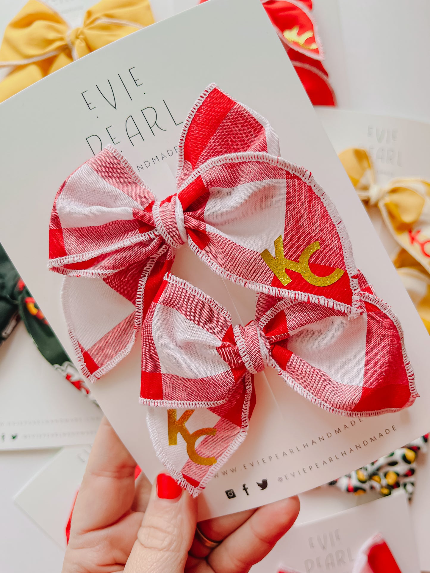 Red Plaid KC Small Pigtail Set