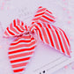 Oversized Red White Stripe Bow
