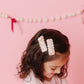 Pink Snowman Pigtail Snap Clip Set