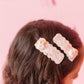 Pink Snowman Pigtail Snap Clip Set