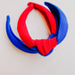 Royal Blue/Red KU Jayhawk Knotted Headband for Girls & Women