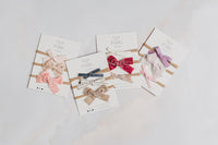 Newborn Baby Trio Headband Set- cream velvet, mauve velvet & pink ribbon