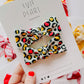Kansas City Leopard Red Gold Knot Bow Pigtail Set