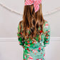 Oversized Red White Stripe Bow