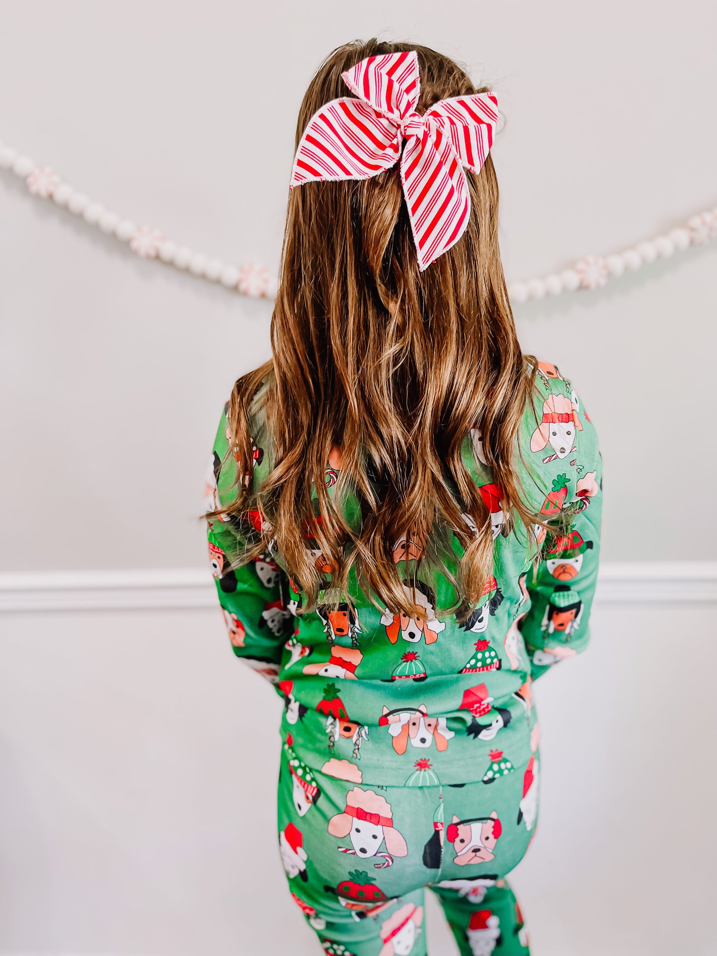 Oversized Red White Stripe Bow