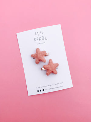 Rose Pink Star Pigtail Set