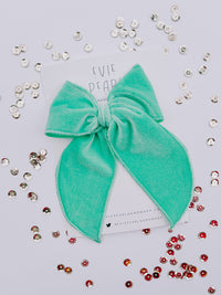 Mint Green Oversized Velvet Bow