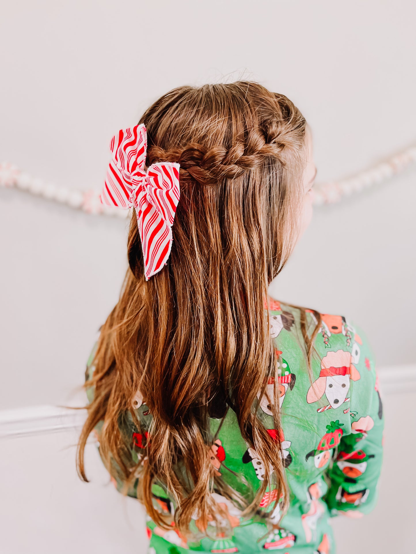 Oversized Red White Stripe Bow
