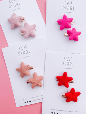 Rose Pink Star Pigtail Set