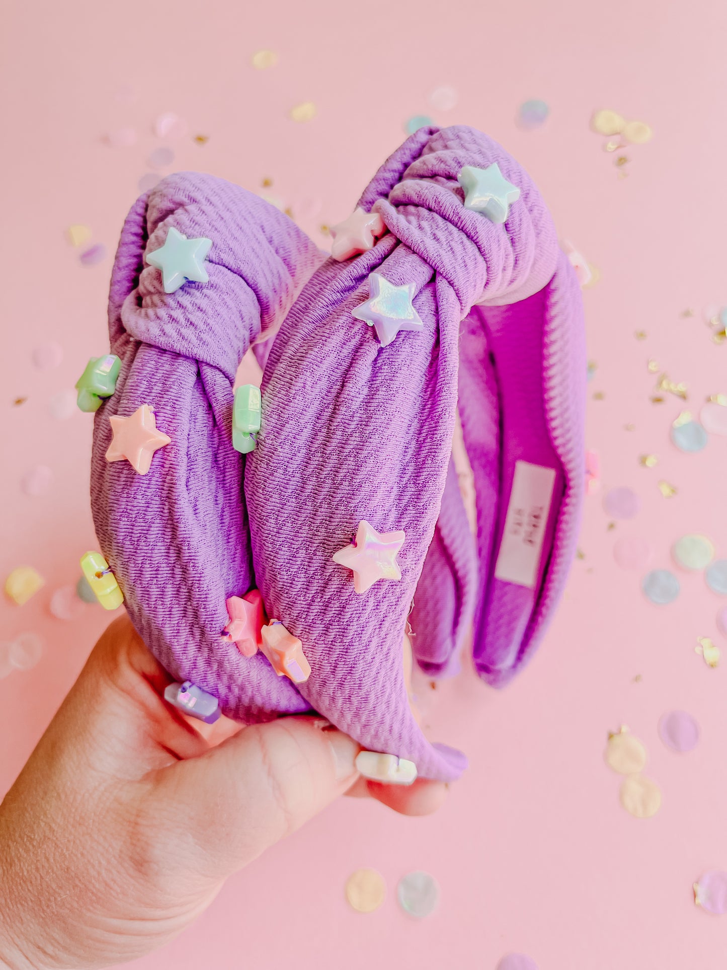 Pastel Star Lilac Knotted Headband for Girls and Women