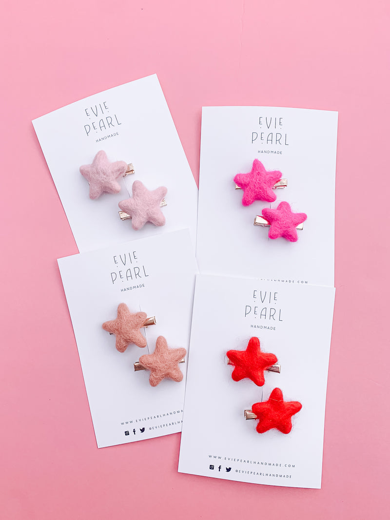 Hot Pink Star Pigtail Set