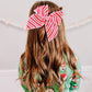 Oversized Red White Stripe Bow