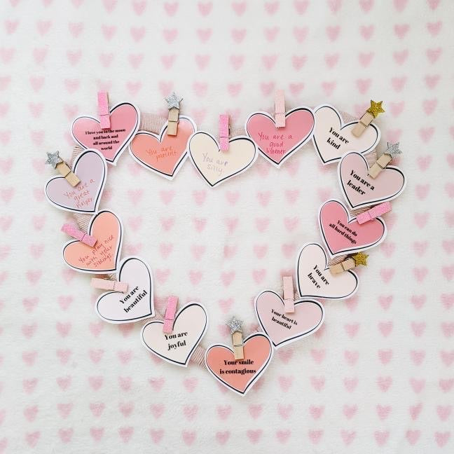 Positive Affirmation Valentine Hearts Digital File