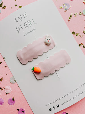 Bunny & Carrot Pink Snap Clip