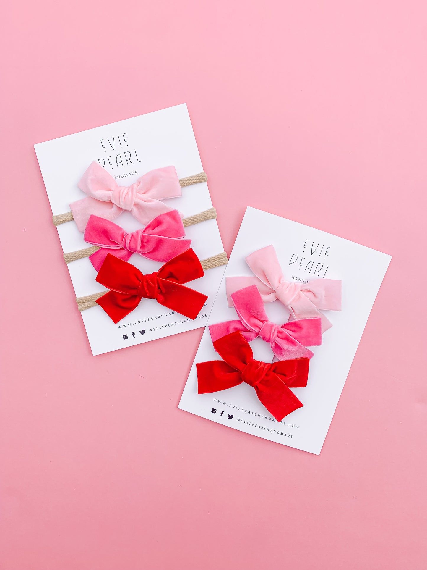 Trio Valentine Velvet Bow Set