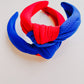 Royal Blue/Red KU Jayhawk Knotted Headband for Girls & Women
