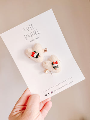 White Heart Mouse Bow Ice Cream Cone Pigtail Clips