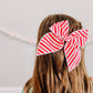 Oversized Red White Stripe Bow