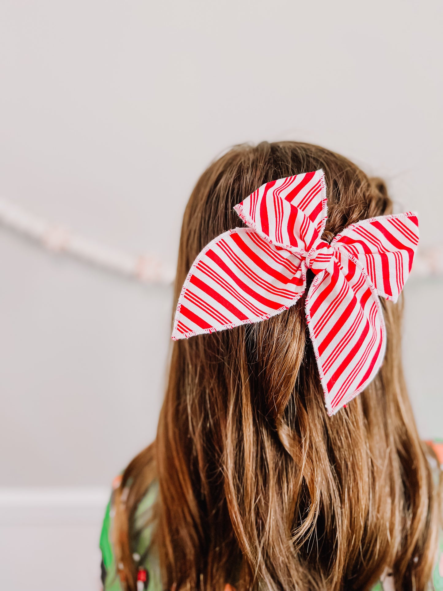 Oversized Red White Stripe Bow