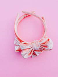 Pink Crushed Velvet Bow Headband