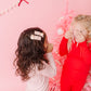 Pink Snowman Pigtail Snap Clip Set
