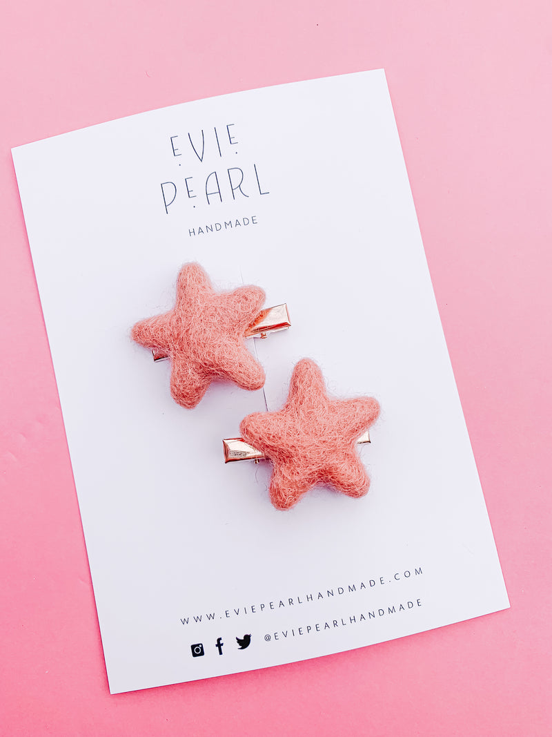 Rose Pink Star Pigtail Set