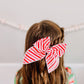 Oversized Red White Stripe Bow