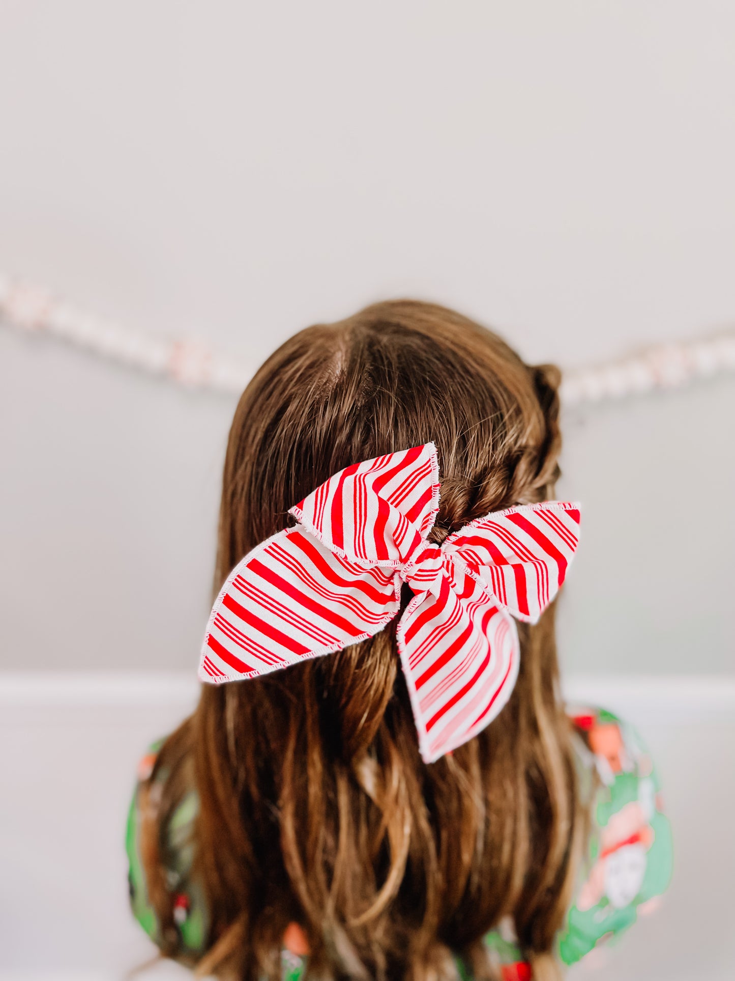 Oversized Red White Stripe Bow