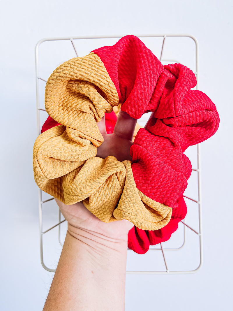 PREORDER: Gold & Red Colorblock Oversized Scrunchy
