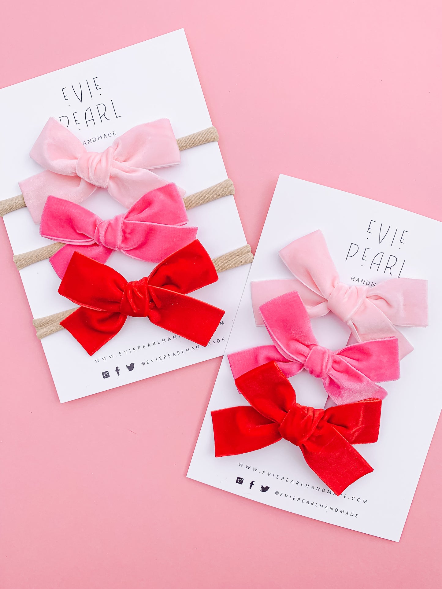 Trio Valentine Velvet Bow Set