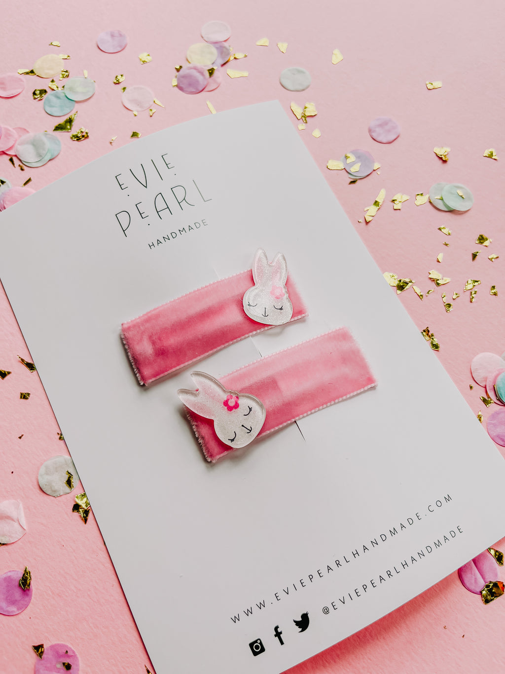 Pink Bunny Snap Clip Pigtail Set